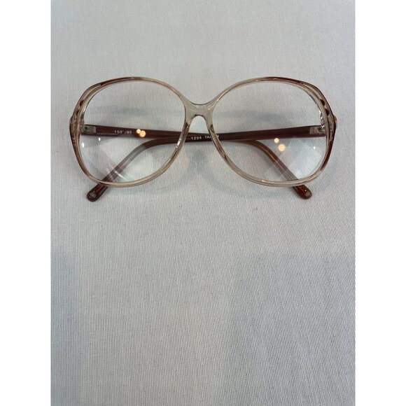 Vintage Clear & Brown Round Eyeglass Frames Full Rim - Picture 8 of 10